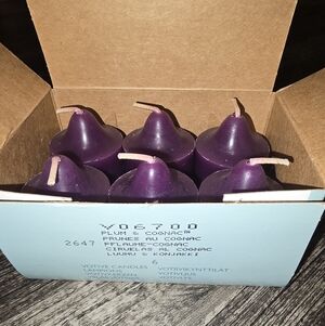 Partylite Plum & Cognac Purple Votive Candles Set 6 NIB
